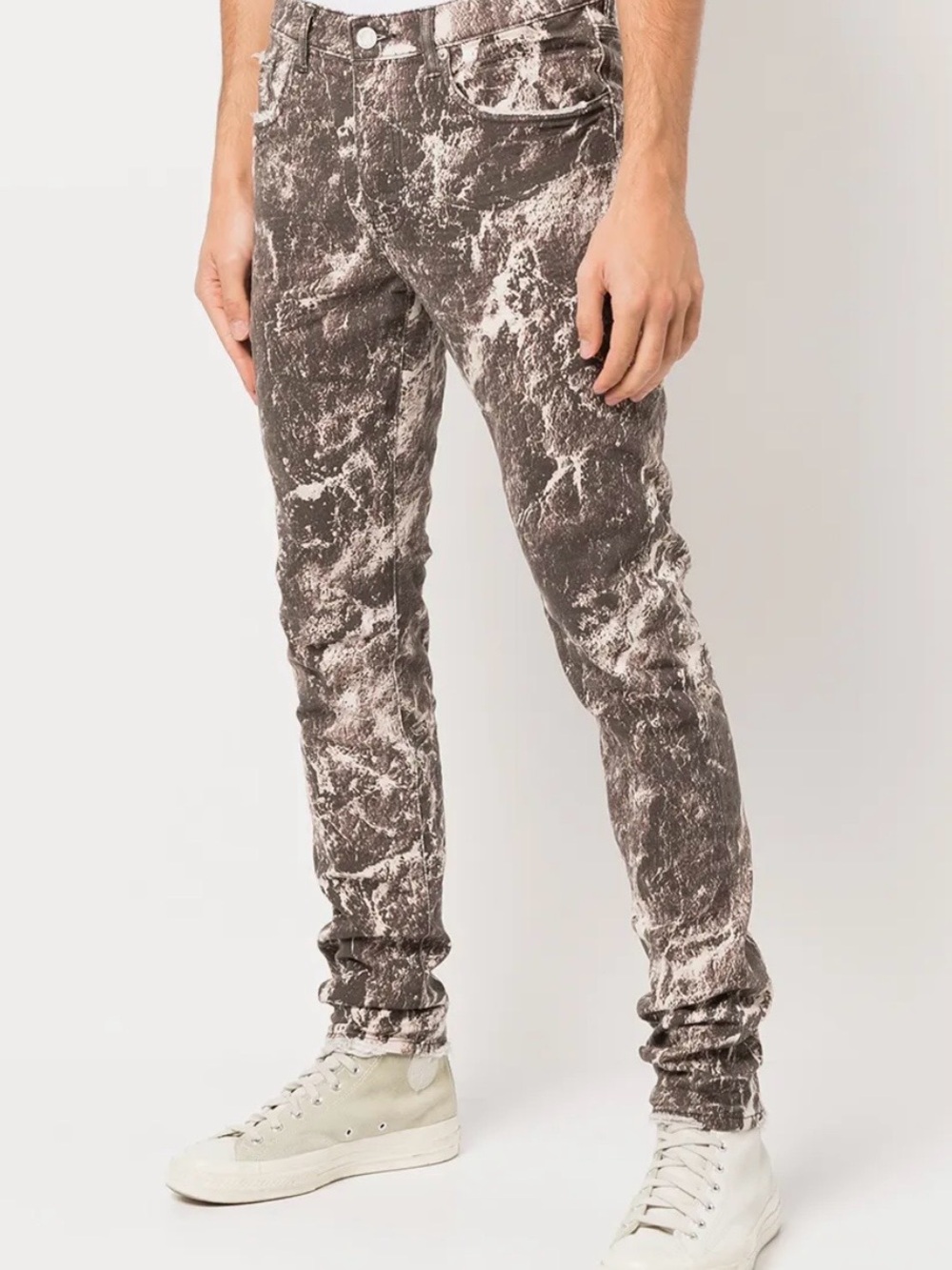 Purple Brand Men's Marble-Print Skinny Jeans.